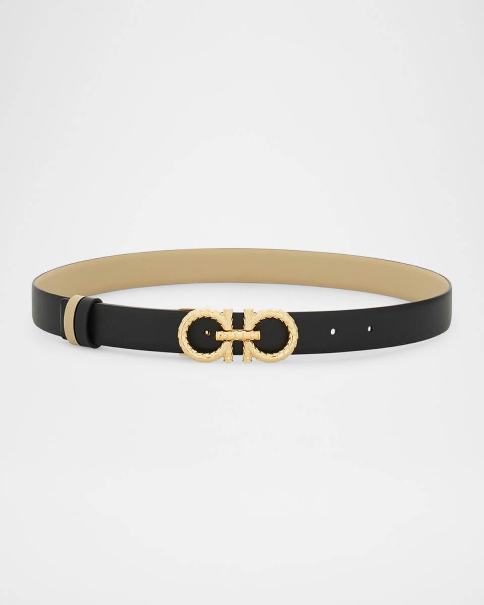 Reversible Gancini Leather Belt